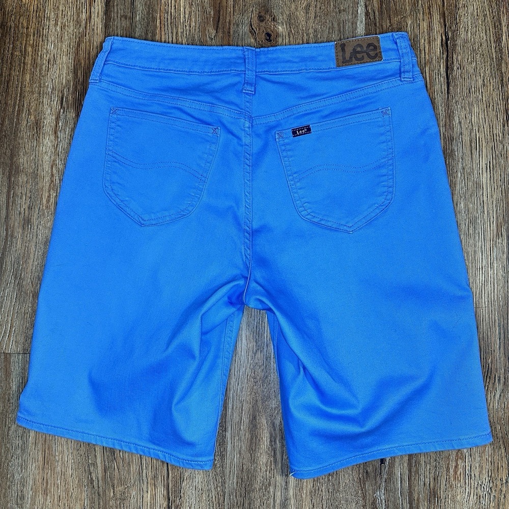 Lee Womens Bermuda Shorts 12 Medium Cornflower Blue Stretch Mid Rise Casual - Picture 5 of 11